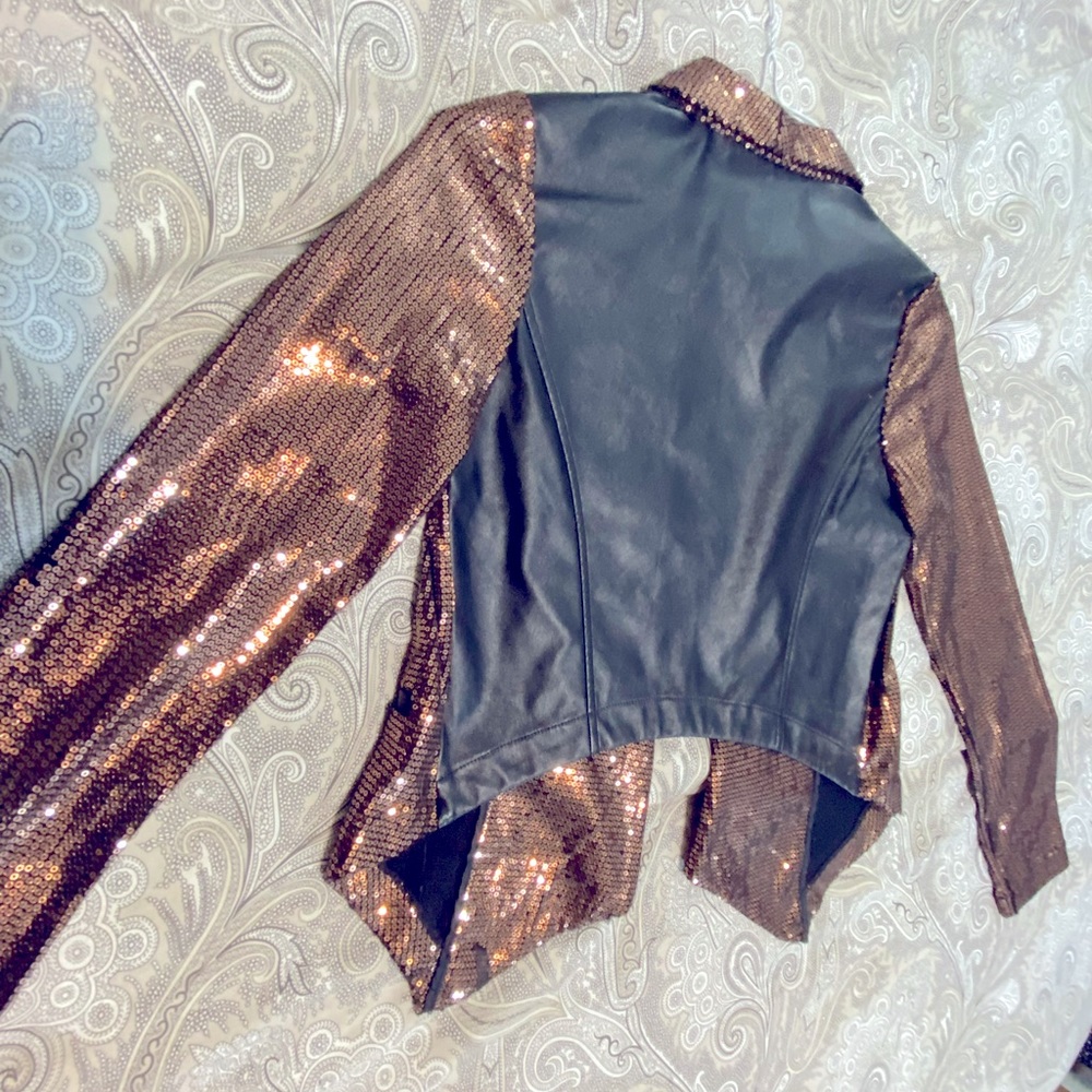 Sequin & Vegan Leather Blazer - Picture 4 of 4